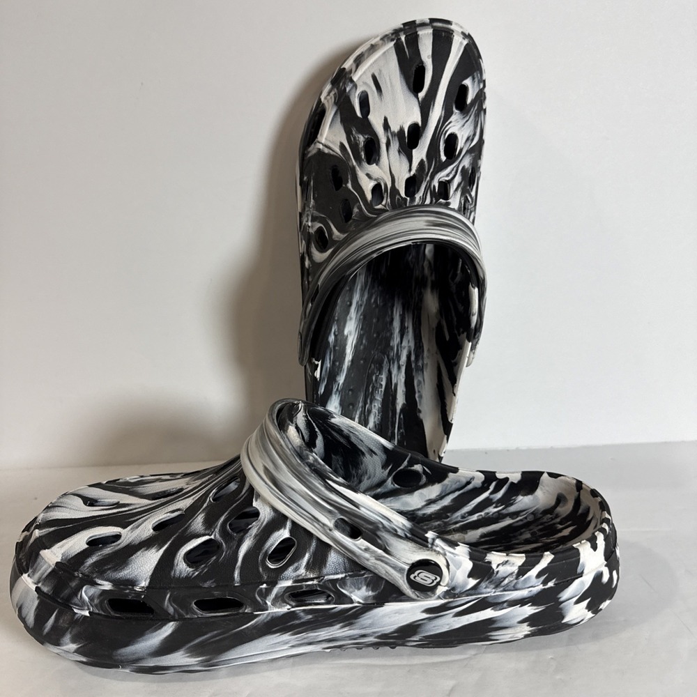 Sketchers Slide Sandals Black And White Size 13